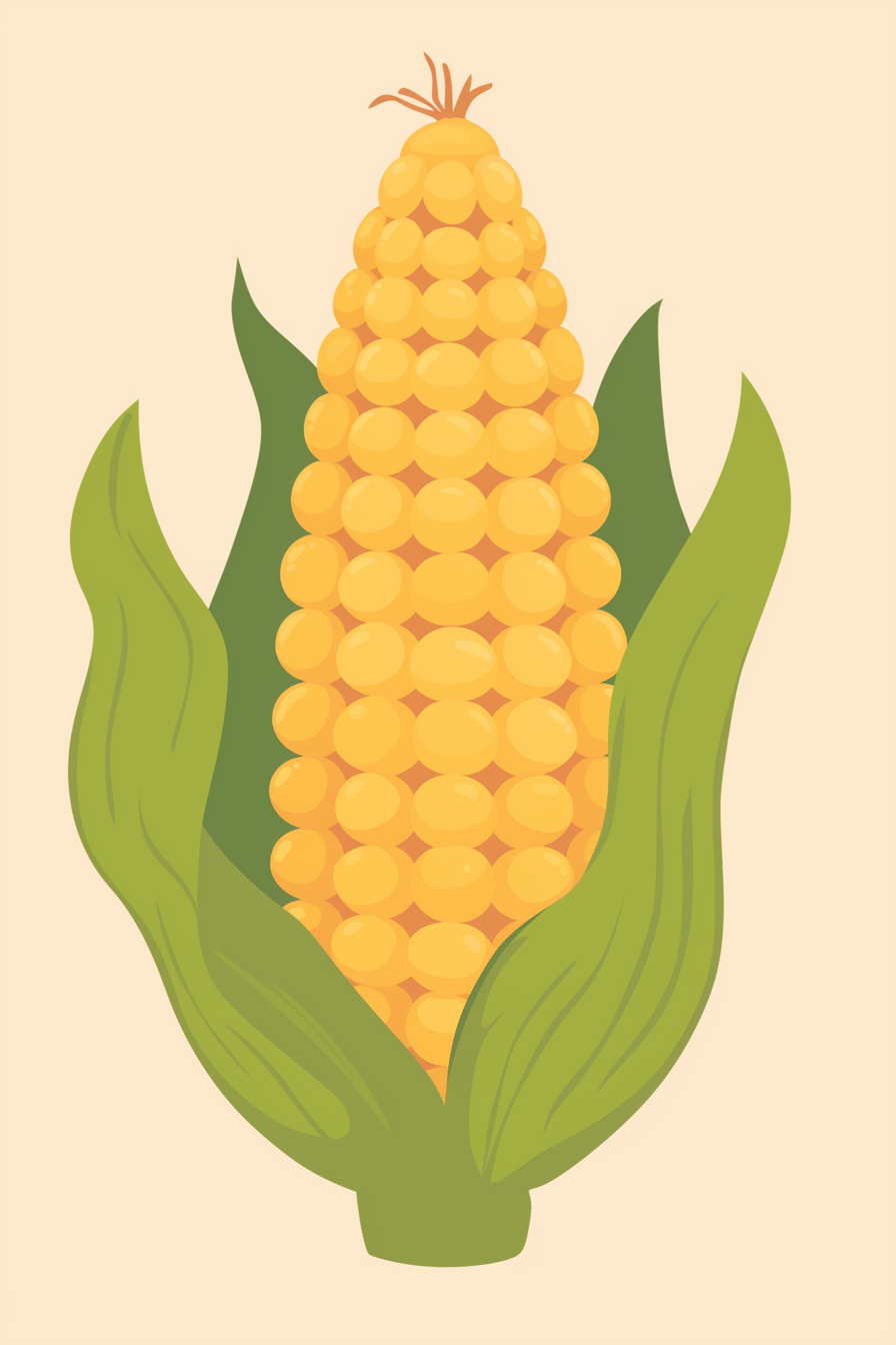 Thanksgiving food drawing ideas featuring a cute corn on the cob with leaves.